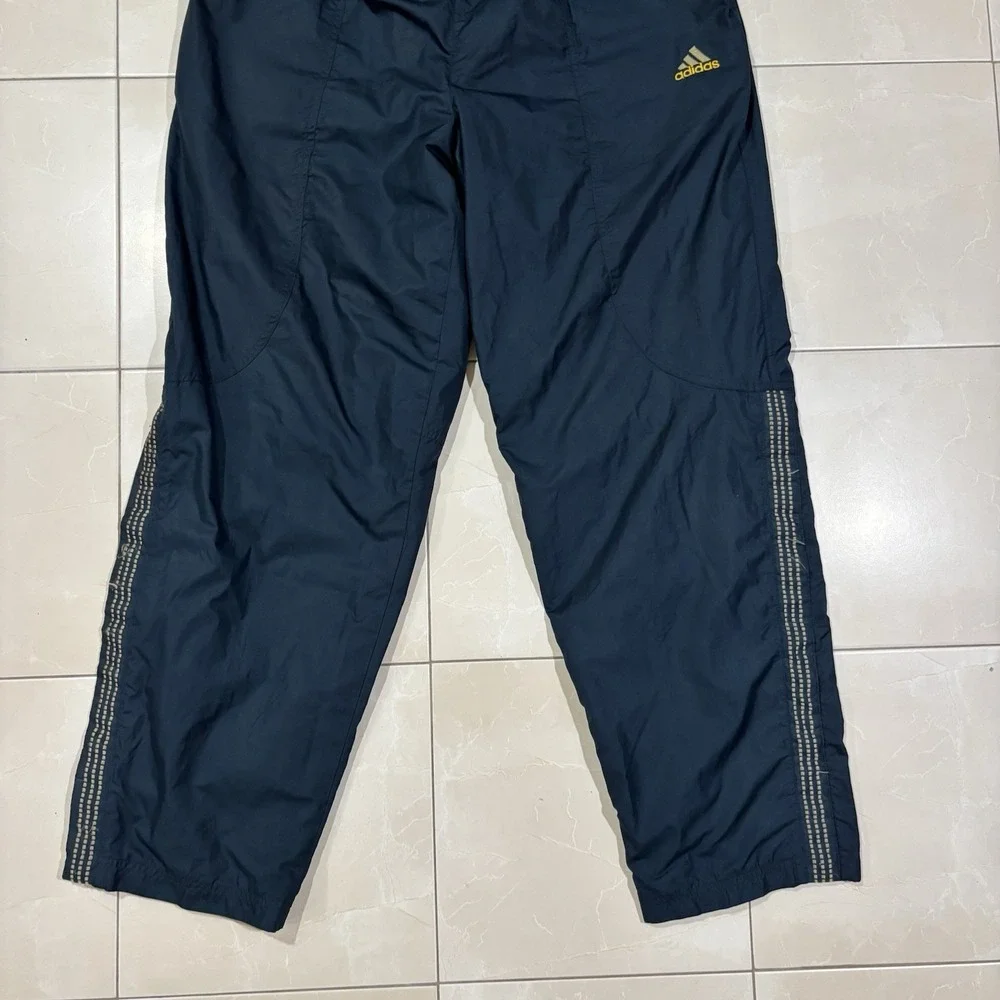 Vintage Adidas Track Pants Men's Large Blue Yellow Baggy Wide Leg Sweatpants Y2K